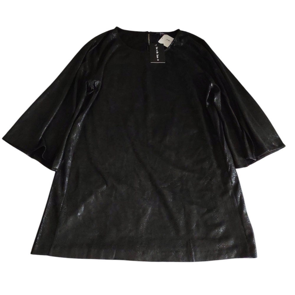 See N Be Seen Womens Snake Print Dress 3X Black Wide Sleeve Chic